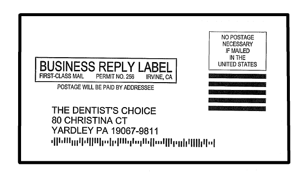 Business reply label for The Dentist's Choice.