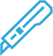 sharpening-icon Blue utility knife icon on black background.